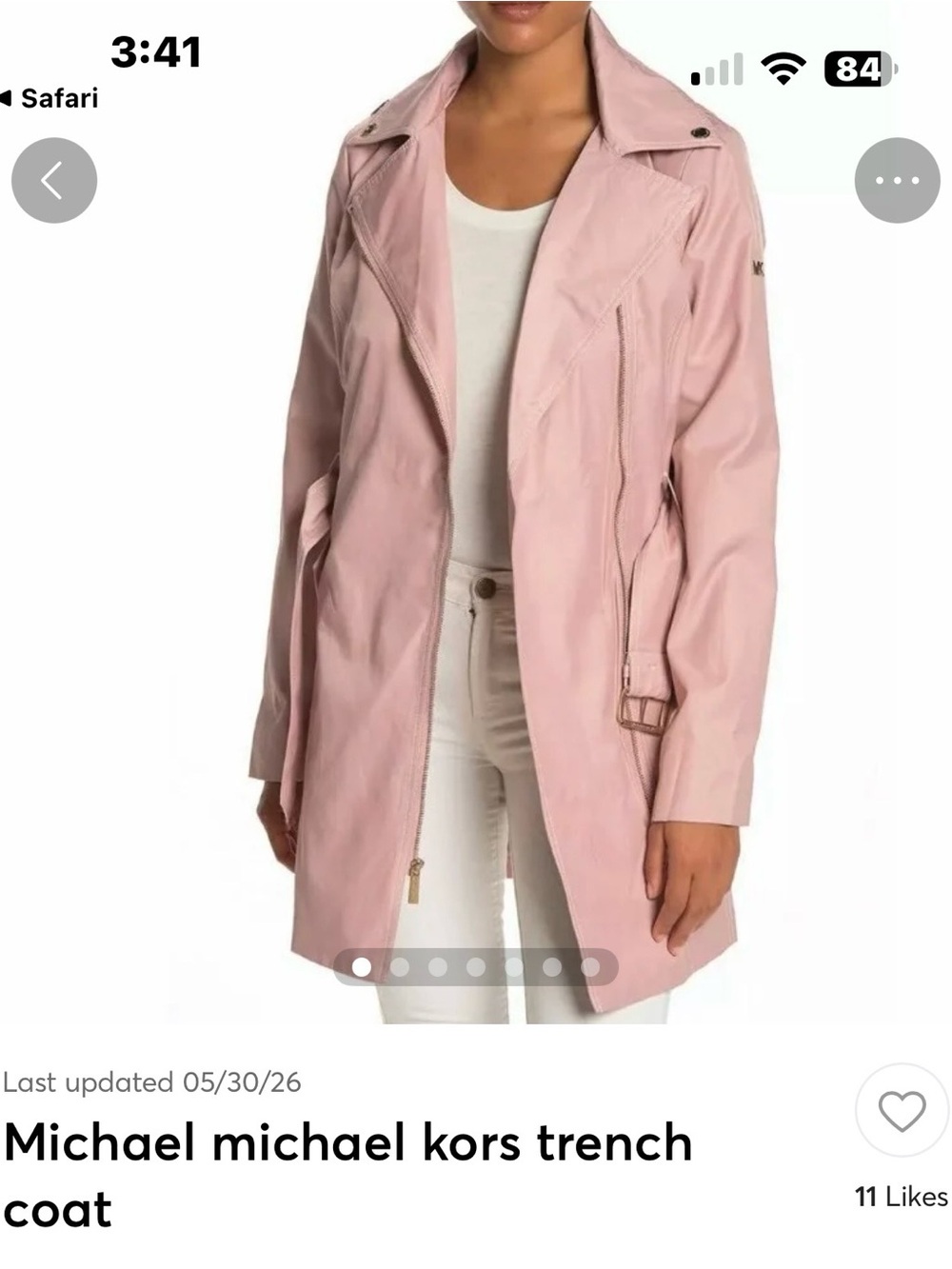 Michael Kors Women's Powder Pink Trench Coat NWOT XL